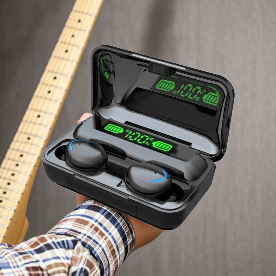 Auriculares deportivos inalámbricos F9 con pantalla LED y estuche de carga de 2000 mAh