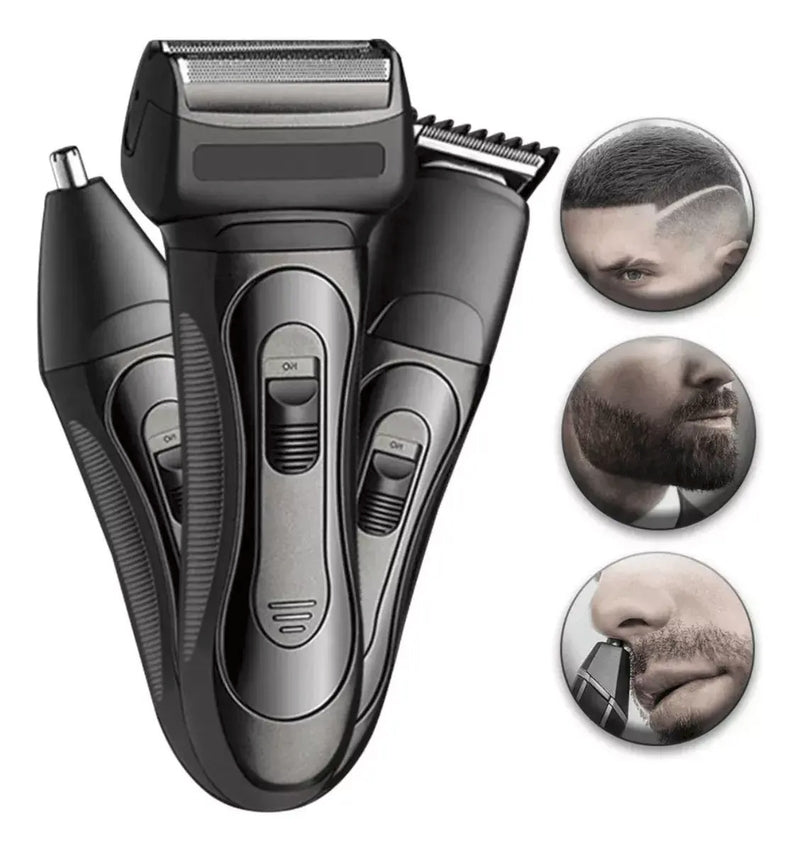 Recortadora eléctrica 3 en 1 para barba, nariz y cabello