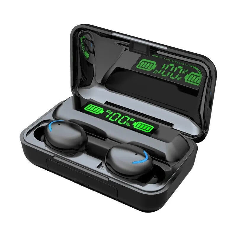 Auriculares deportivos inalámbricos F9 con pantalla LED y estuche de carga de 2000 mAh